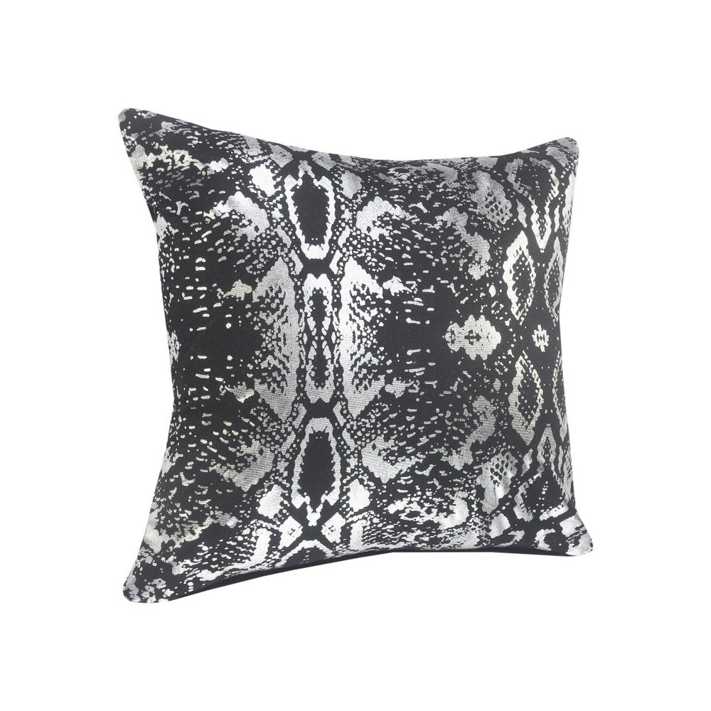 Set of Two 20" Black And Silver Cotton Throw Pillows — view 2