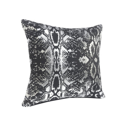 Set of Two 20" Black And Silver Cotton Throw Pillows