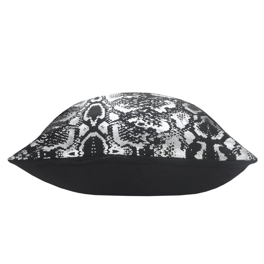 Set of Two 20" Black And Silver Cotton Throw Pillows — view 3