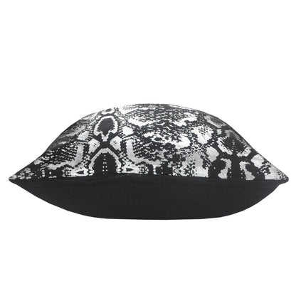 Set of Two 20" Black And Silver Cotton Throw Pillows