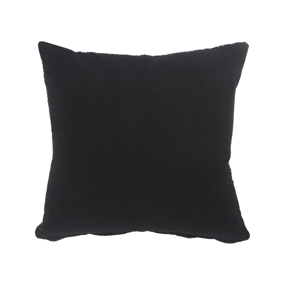 Set of Two 20" Black And Silver Cotton Throw Pillows