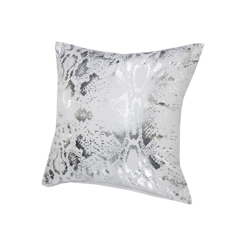 Set of Two 20" White And Silver Cotton Throw Pillows — view 8
