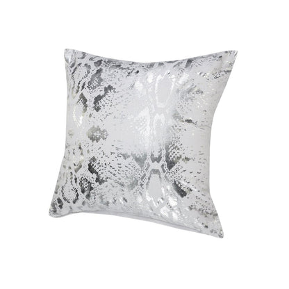 Set of Two 20" White And Silver Cotton Throw Pillows