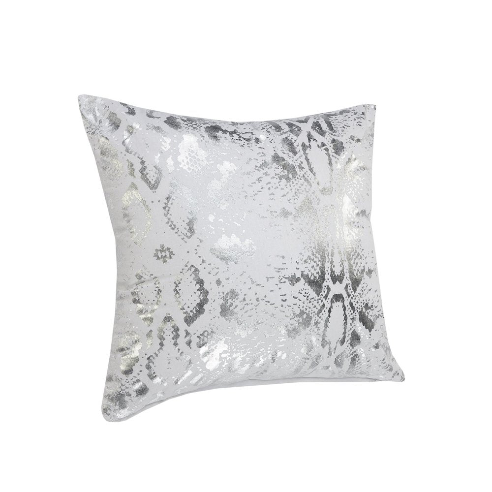 Set of Two 20" White And Silver Cotton Throw Pillows — view 2