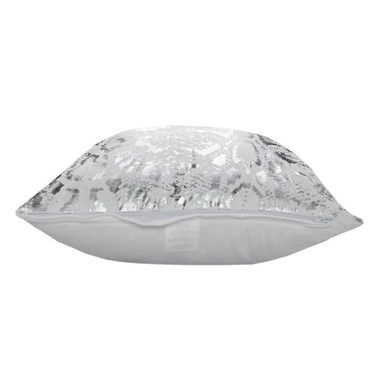Set of Two 20" White And Silver Cotton Throw Pillows
