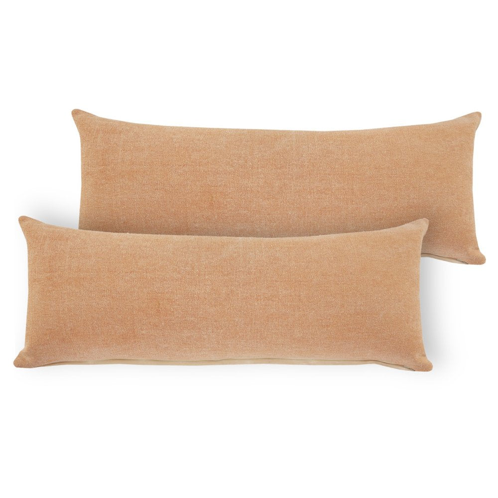 Set of Two 14" X 36" Brown Lumbar Cotton Throw Pillows — view 1
