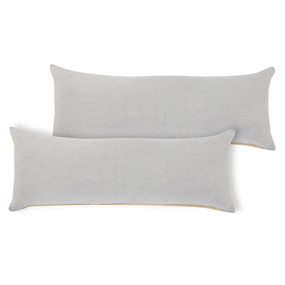 Set of Two 14" X 36" Gray Lumbar Cotton Throw Pillows