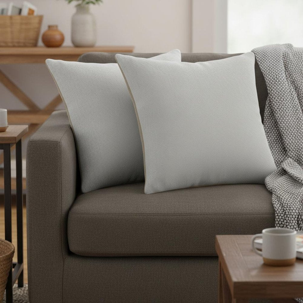 Set of Two 20" Gray Cotton Throw Pillows