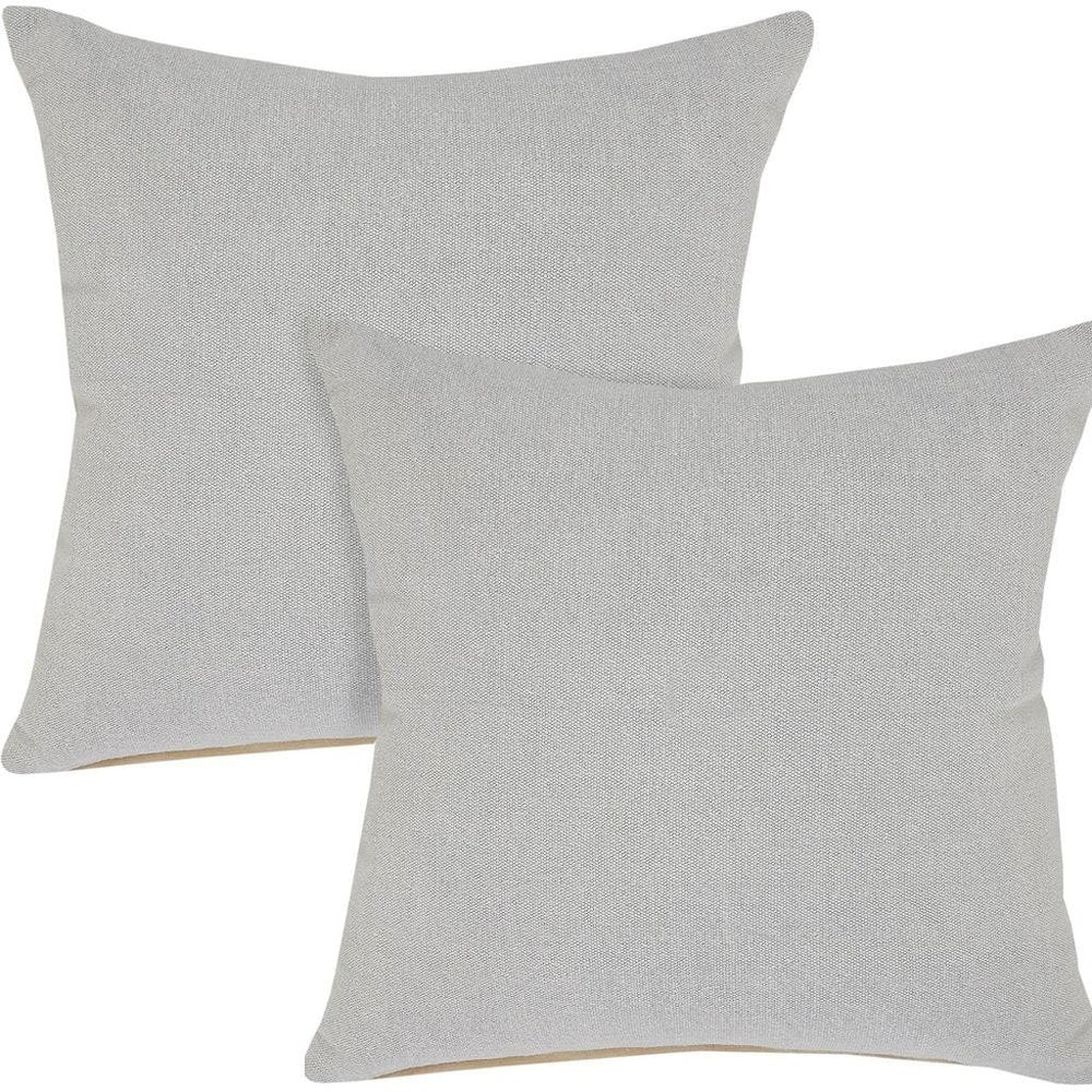 Set of Two 20" Gray Cotton Throw Pillows — view 7