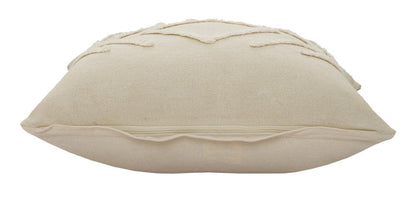 Set of Two 20" Beige And White Diamond Cotton Throw Pillows with Tufts