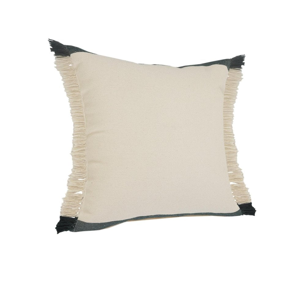 Set of Two 20" Green And Ivory Cotton Throw Pillows