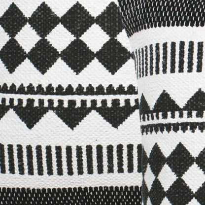 Set of Two 20" Black And White Geometric Cotton Blend Throw Pillows