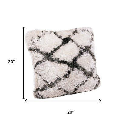 Set of Two 20" White And Black Diamond Throw Pillows