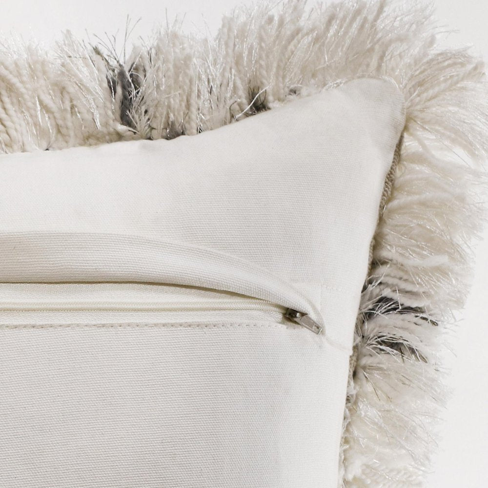 Set of Two 20" White And Black Diamond Throw Pillows