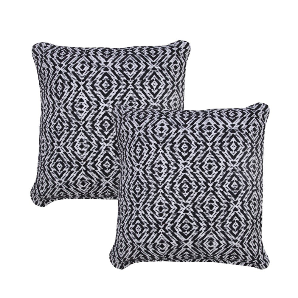 Set of Two 20" Black And White Geometric Cotton Throw Pillows — view 1