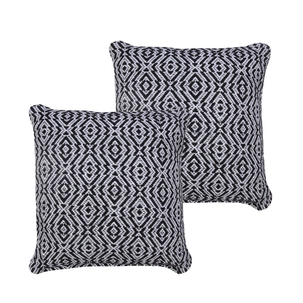 Set of Two 20" Black And White Geometric Cotton Throw Pillows — view 3