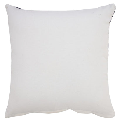 Set of Two 20" Navy Blue And Beige Geometric Cotton Throw Pillows
