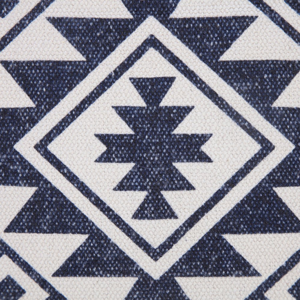 Set of Two 20" Navy Blue And Beige Geometric Cotton Throw Pillows