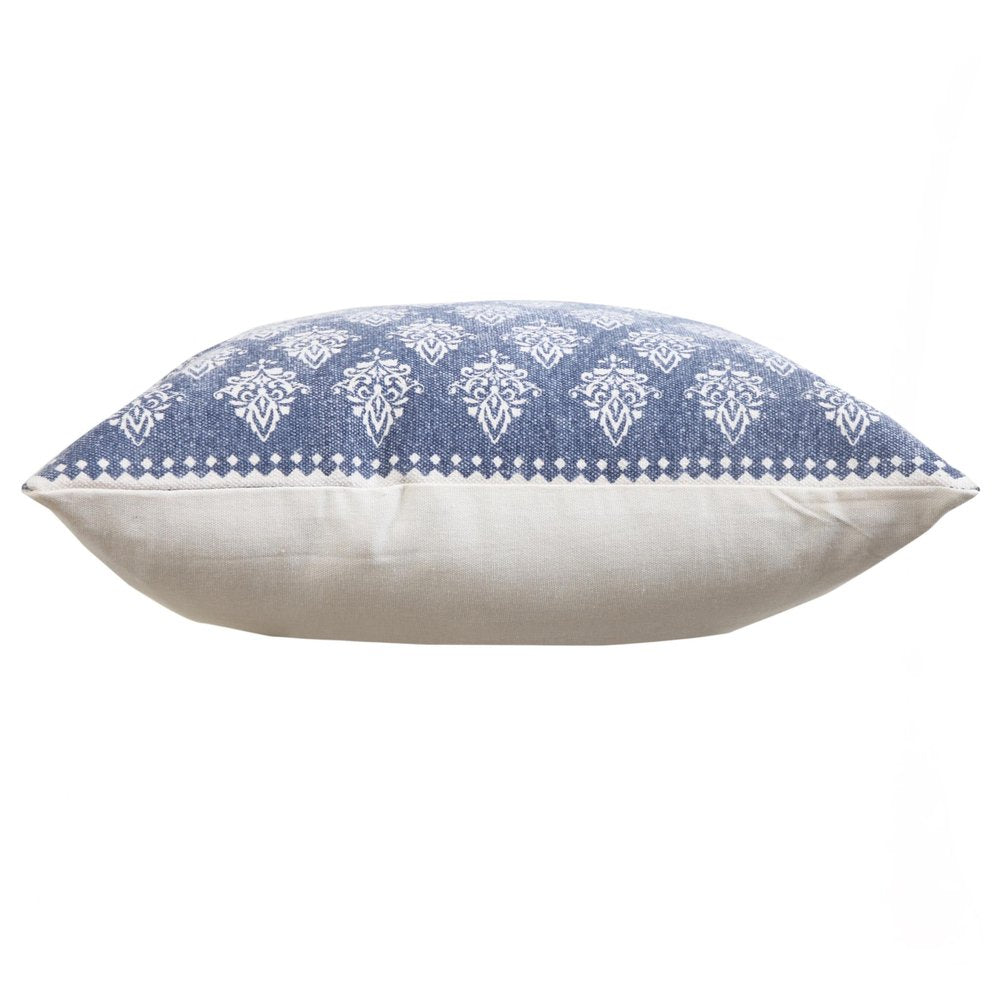 Set of Two 20" Blue And White Damask Cotton Throw Pillows — view 2