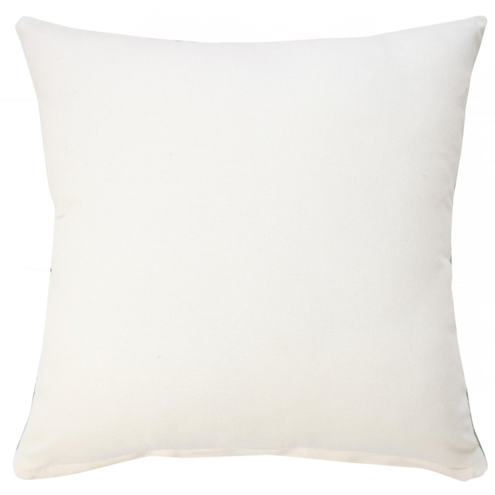Set of Two 20" Green And Off White Damask Cotton Throw Pillows — view 4