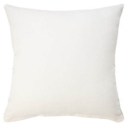 Set of Two 20" Green And Off White Damask Cotton Throw Pillows