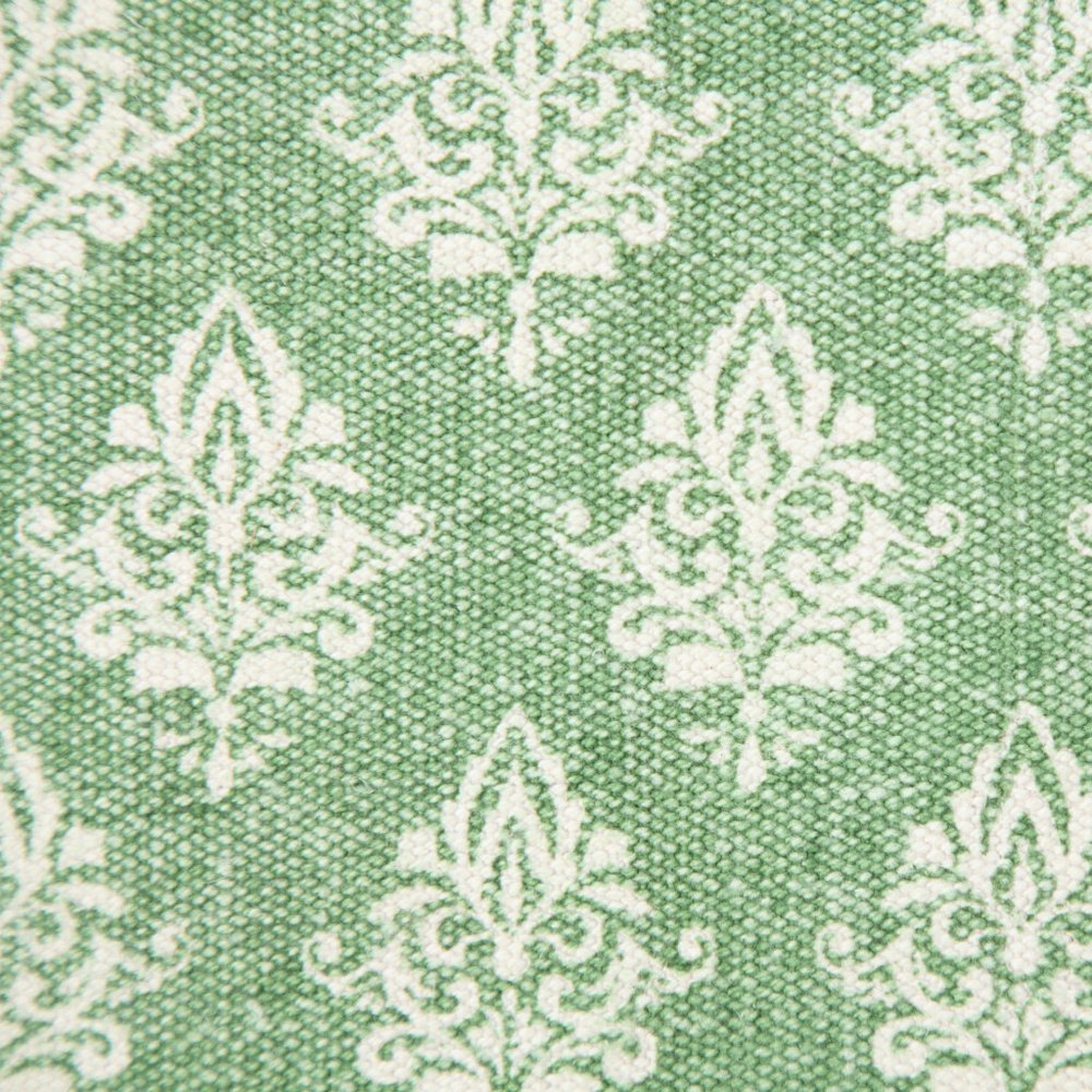 Set of Two 20" Green And Off White Damask Cotton Throw Pillows — view 5