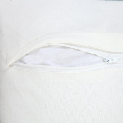 Set of Two 20" Blue Cotton Throw Pillows with Fringe