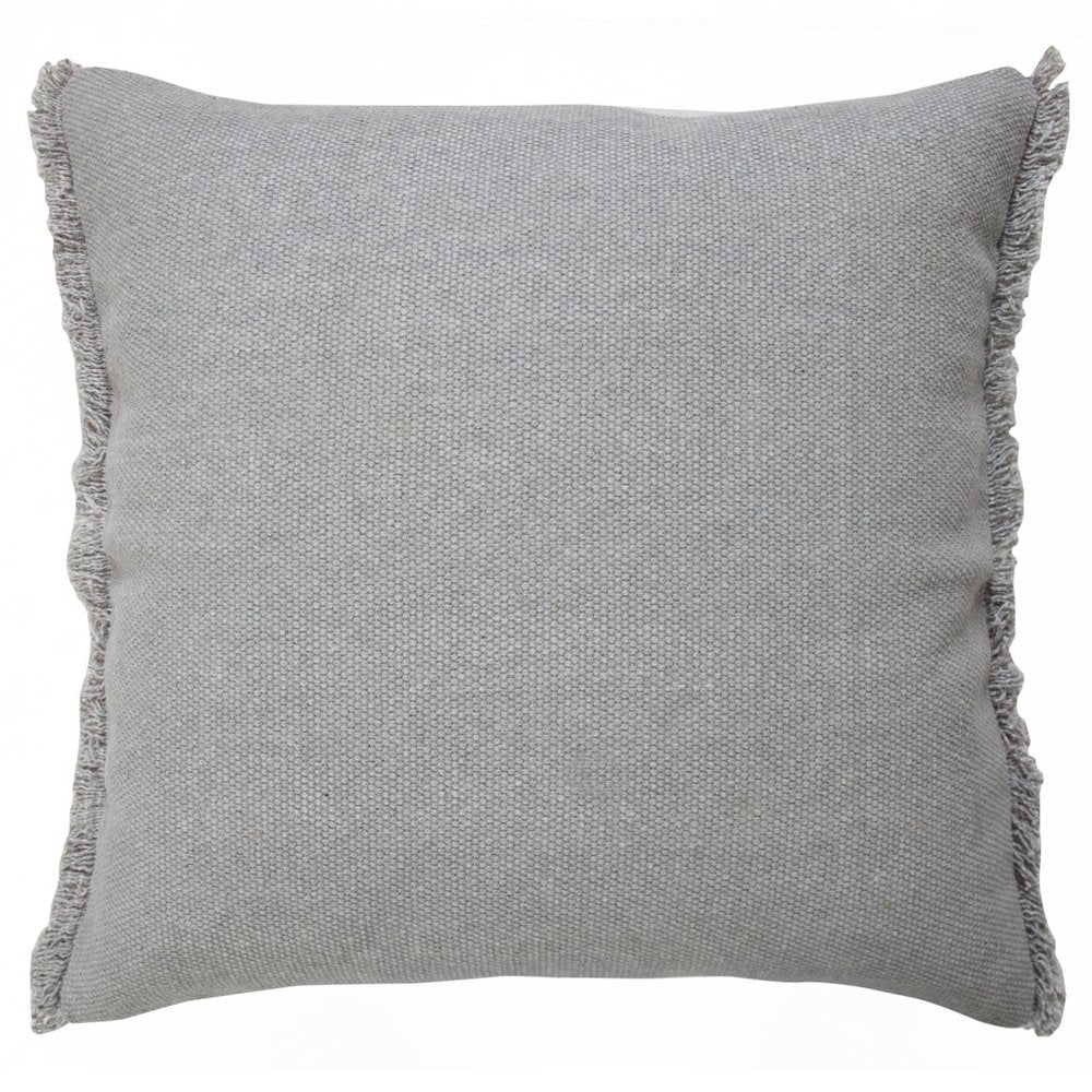 Set of Two 20" Gray Cotton Throw Pillows with Fringe — view 5