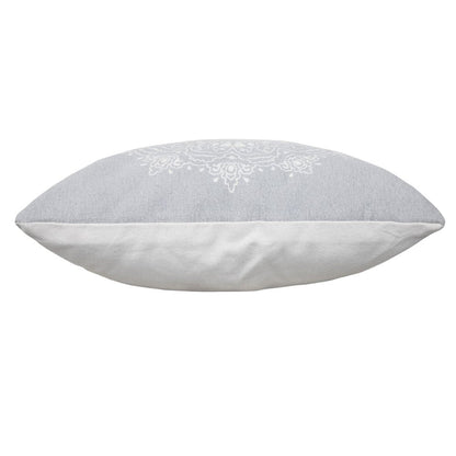 Set of Two 20" Gray And Off White Medallion Cotton Throw Pillows