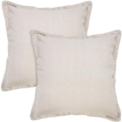 Set of Two 20" Tan And Beige Cotton Throw Pillows