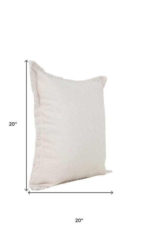 Set of Two 20" Tan And Beige Cotton Throw Pillows — view 8