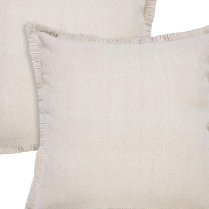 Set of Two 20" Tan And Beige Cotton Throw Pillows