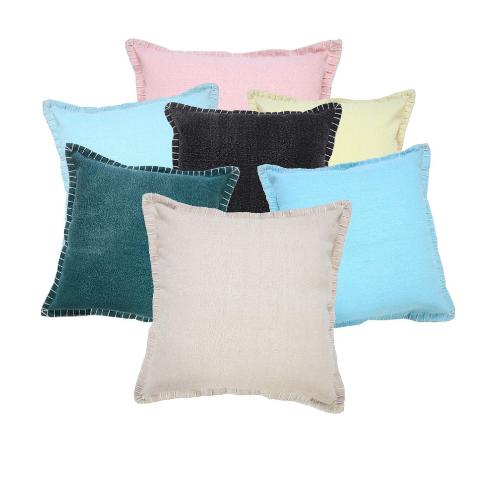 Set of Two 20" Black Cotton Throw Pillows