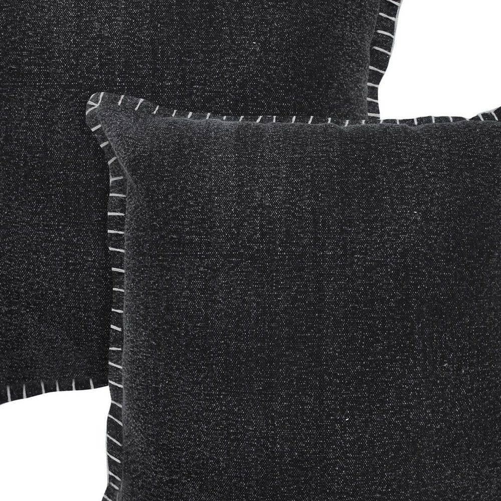 Set of Two 20" Black Cotton Throw Pillows