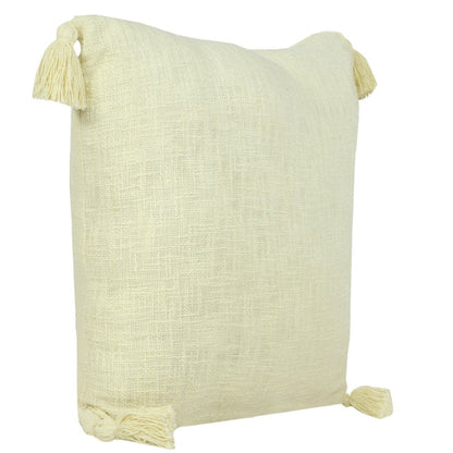 Set of Two 20" Yellow Cotton Throw Pillows with Tassels