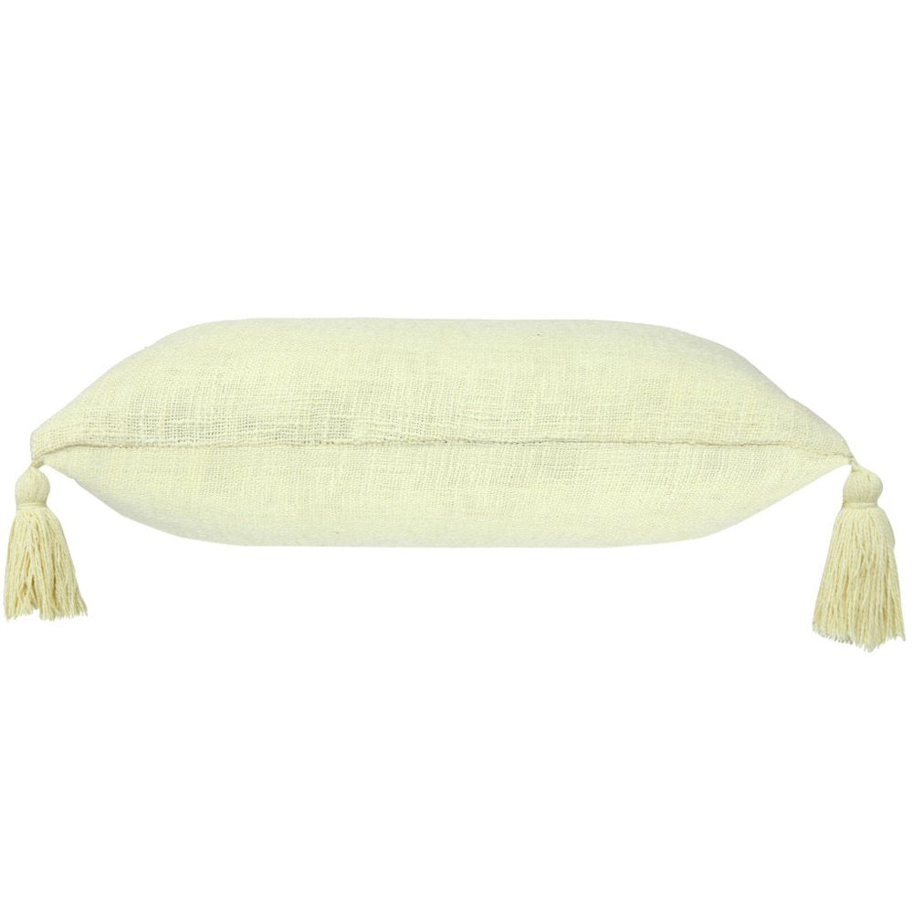 Set of Two 20" Yellow Cotton Throw Pillows with Tassels — view 4