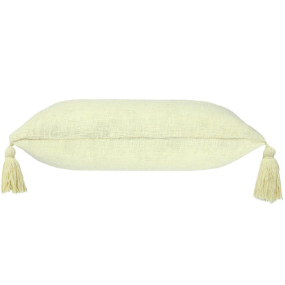 Set of Two 20" Yellow Cotton Throw Pillows with Tassels