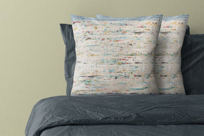 Set of Two 20" Blue And Ivory Color Block Cotton Throw Pillows