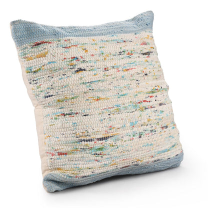 Set of Two 20" Blue And Ivory Color Block Cotton Throw Pillows