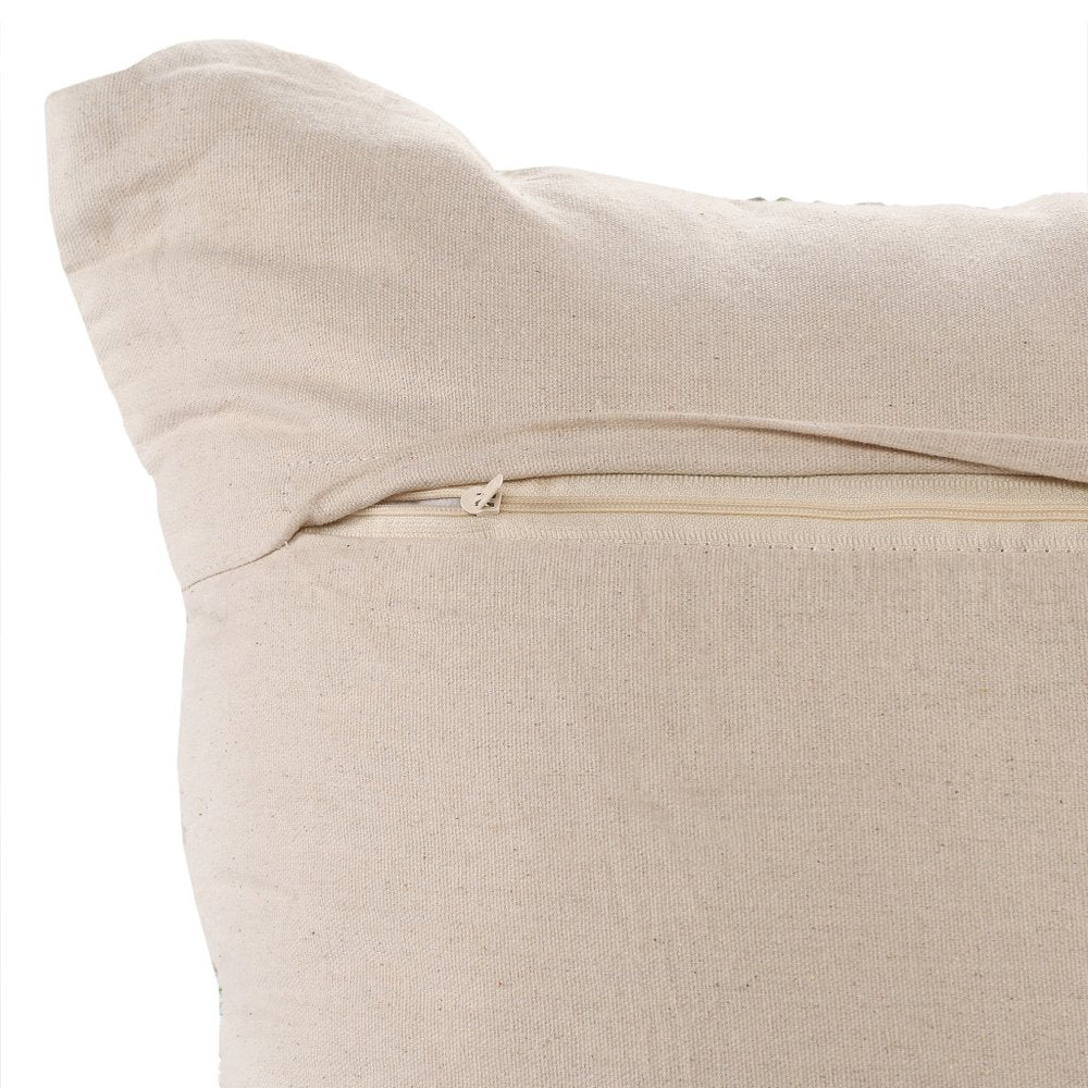 Set of Two 20" Blue And Ivory Color Block Cotton Throw Pillows