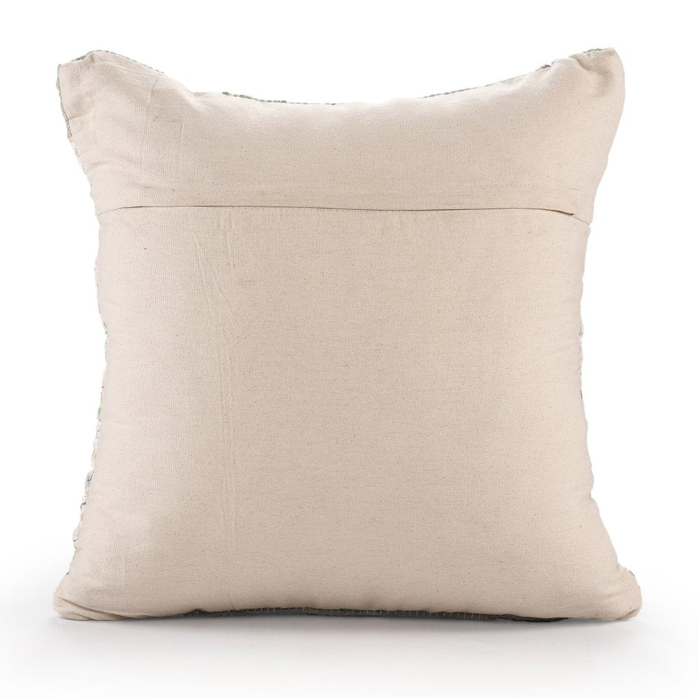 Set of Two 20" Blue And Ivory Color Block Cotton Throw Pillows