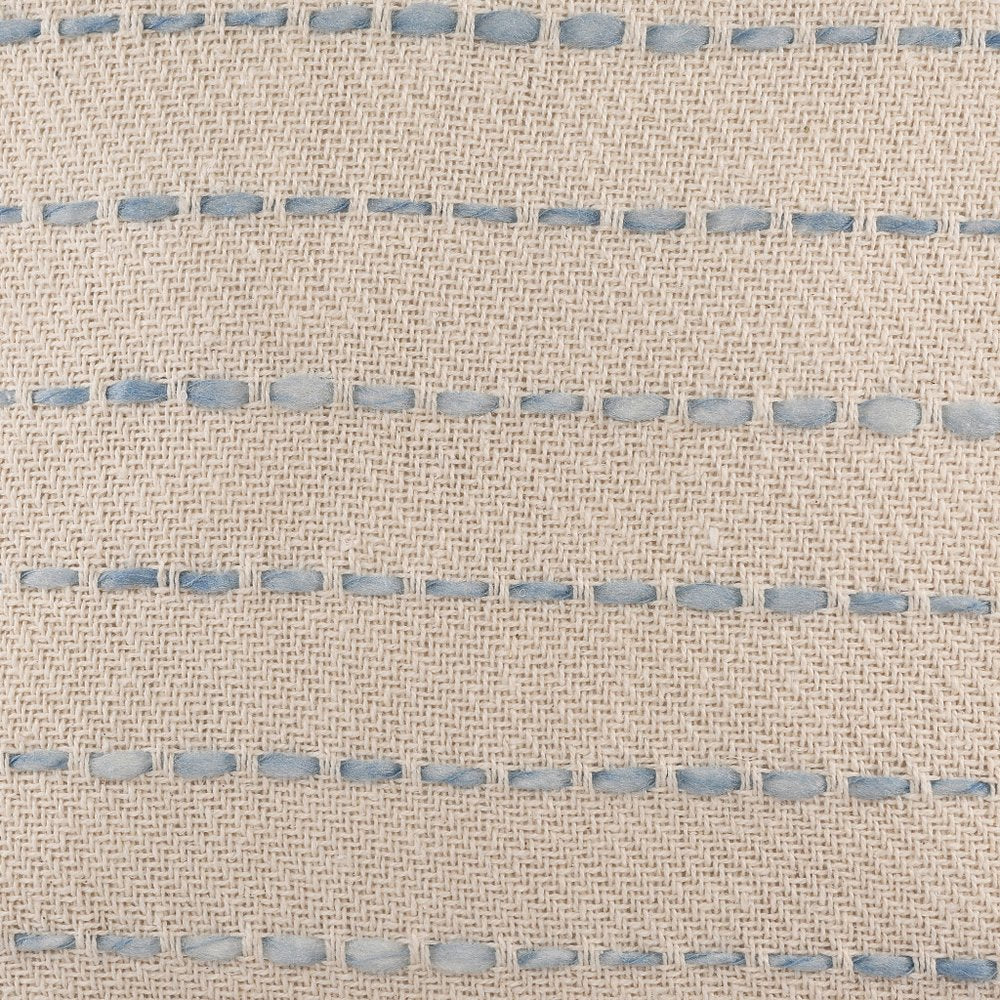 Set of Two 20" Blue And Cream Striped Cotton Blend Throw Pillows with Tassels