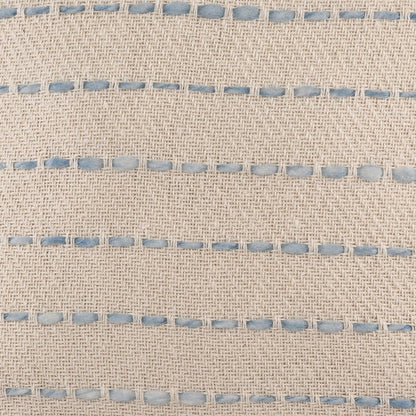 Set of Two 20" Blue And Cream Striped Cotton Blend Throw Pillows with Tassels