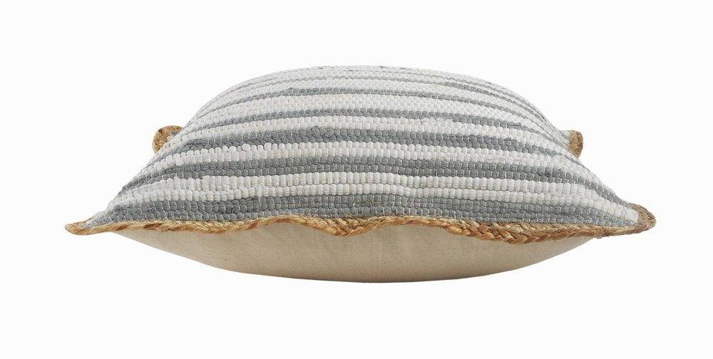 Set of Two 18" Gray And Off White Striped Cotton Blend Throw Pillows with Texture — view 2