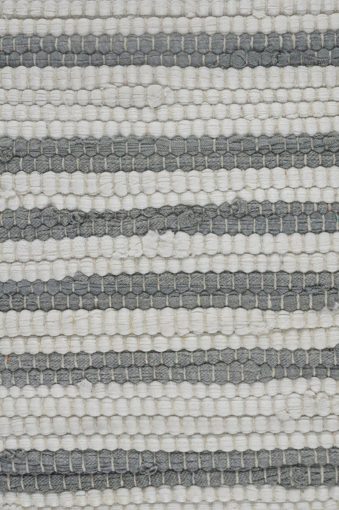 Set of Two 18" Gray And Off White Striped Cotton Blend Throw Pillows with Texture