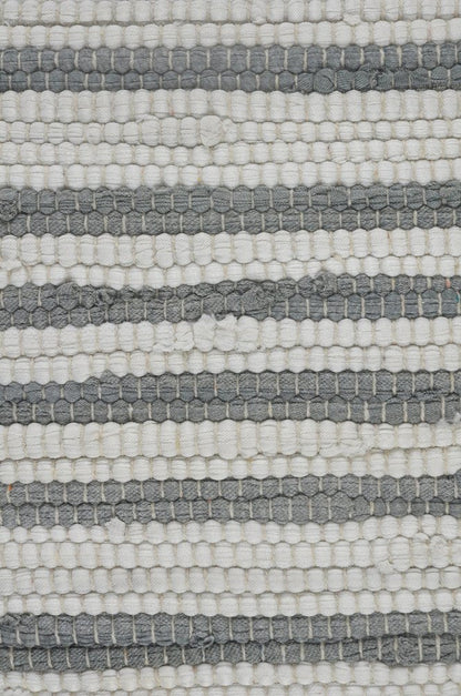 Set of Two 18" Gray And Off White Striped Cotton Blend Throw Pillows with Texture
