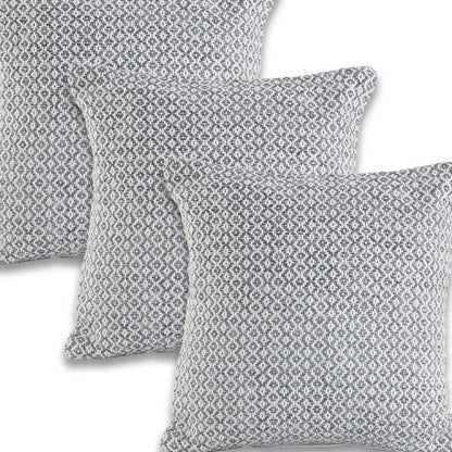 Set of Four 18" Gray And White Geometric Cotton Throw Pillows