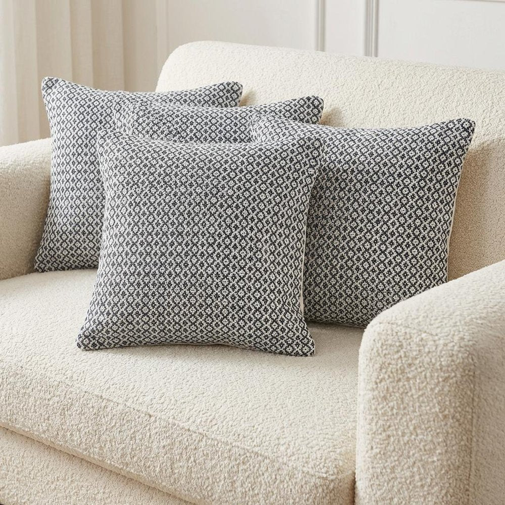 Set of Four 18" Black And White Geometric Cotton Throw Pillows — view 7