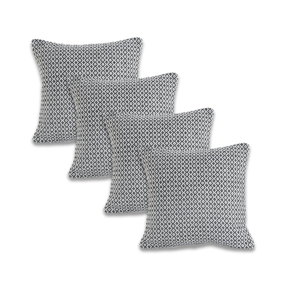 Set of Four 18" Black And White Geometric Cotton Throw Pillows — view 1