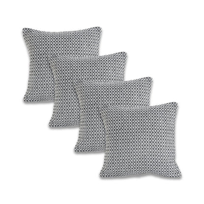 Set of Four 18" Black And White Geometric Cotton Throw Pillows